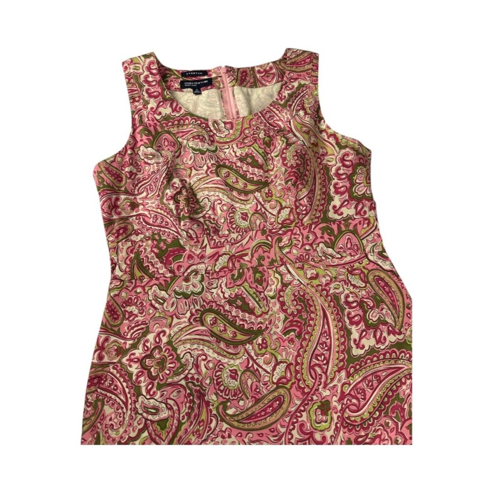 Jones New York Paisley Stretch Sleeveless Sheath Dress 14 - Picture 3 of 10
